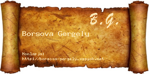 Borsova Gergely névjegykártya